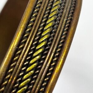 Vintage Copper Cuff Bracelet Braided Rope Cable Twisted Metal Boho Jewelry